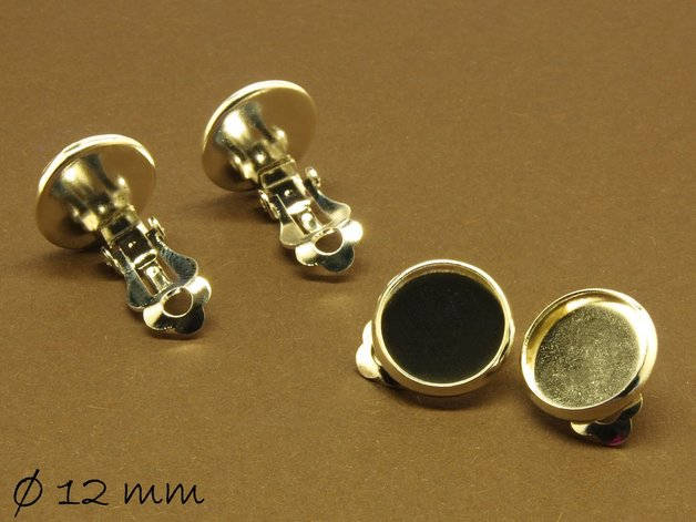 4 Stück Ohrclips Rohling silber, 12 mm Fassung
