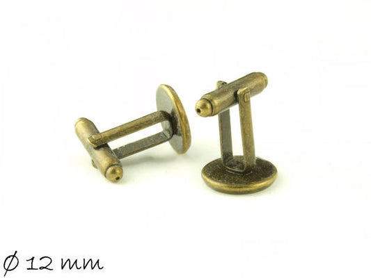 2 Stück Manschettenknöpfe mit Cabochonfassung bronze Cabochon 12 mm