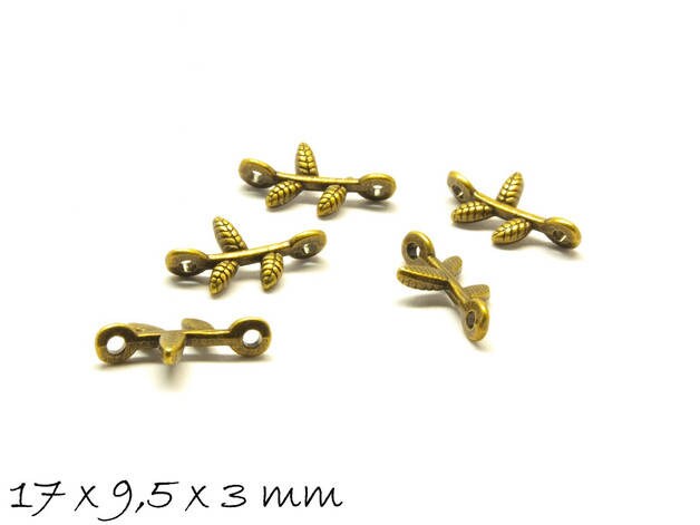 6 Stück Verbinder Blatt bronze Anhänger, 17 x 9,5 mm