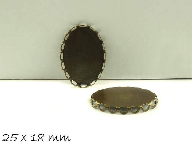 2 Stück Fassungen für Cabochons, 25 x 18 mm, bronze