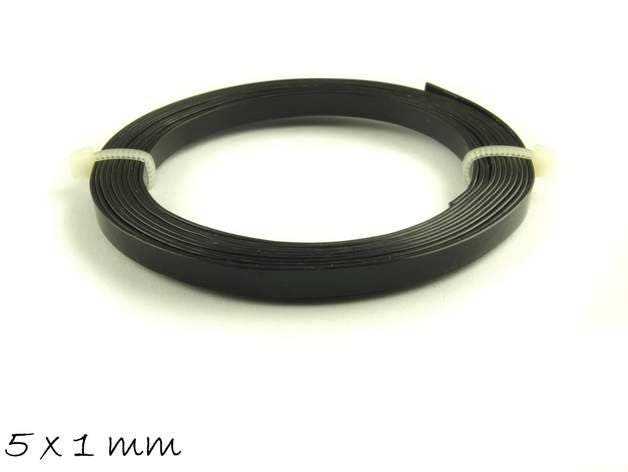 1,30EUR/m - 2 m Aluminiumdraht, Alu Draht schwarz zum Stempeln 5 x 1 mm