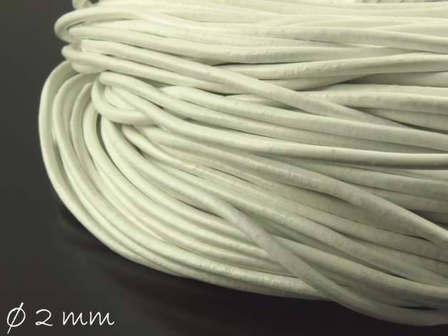 0,70EUR/m - 5 m Lederband, weiß, Ø 2 mm
