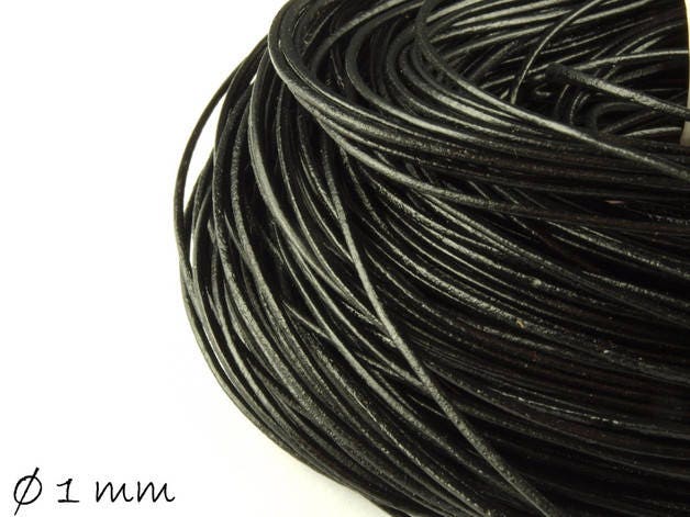 0,66EUR/m - 5 m Lederband, schwarz, Ø 1 mm