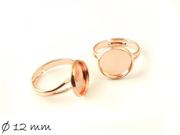2 Stück Ringrohlinge 17 mm rose gold mit 12mm Cabochonfassung