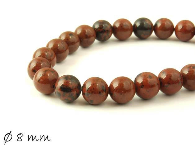 10 Stück Edelstein Perlen roter Jasper (Jaspis) Ø 8 mm