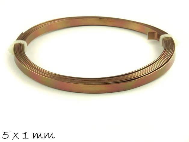 1,30EUR/m - 2 m Aluminiumdraht, Alu Draht braun zum Stempeln 5 x 1 mm
