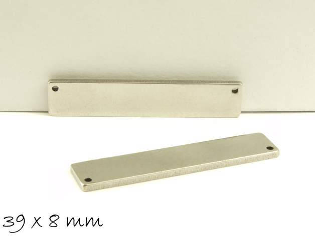 4 Stück Verbinder Rechteck Stempel silber Edelstahl 39 x 8 mm