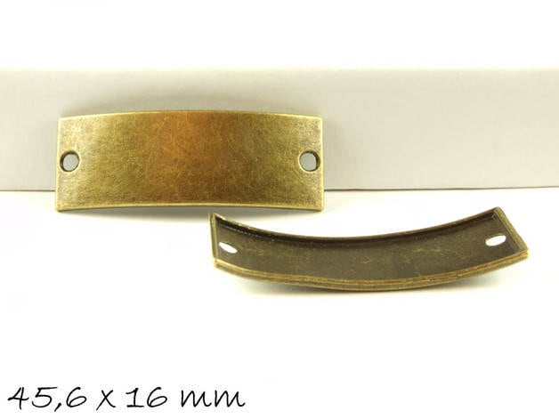 6 Stück Verbinder Stempel Plättchen bronze Rohling lang 45,5 x 16 mm rechteckig