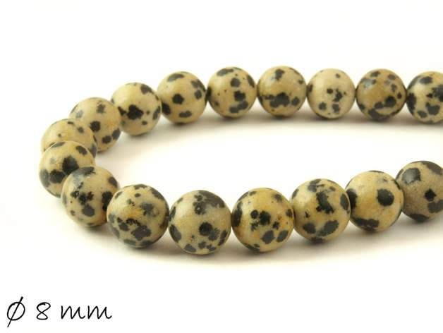 10 Stück Edelstein Perlen Dalmatiner Jasper (Jaspis) Ø 8 mm