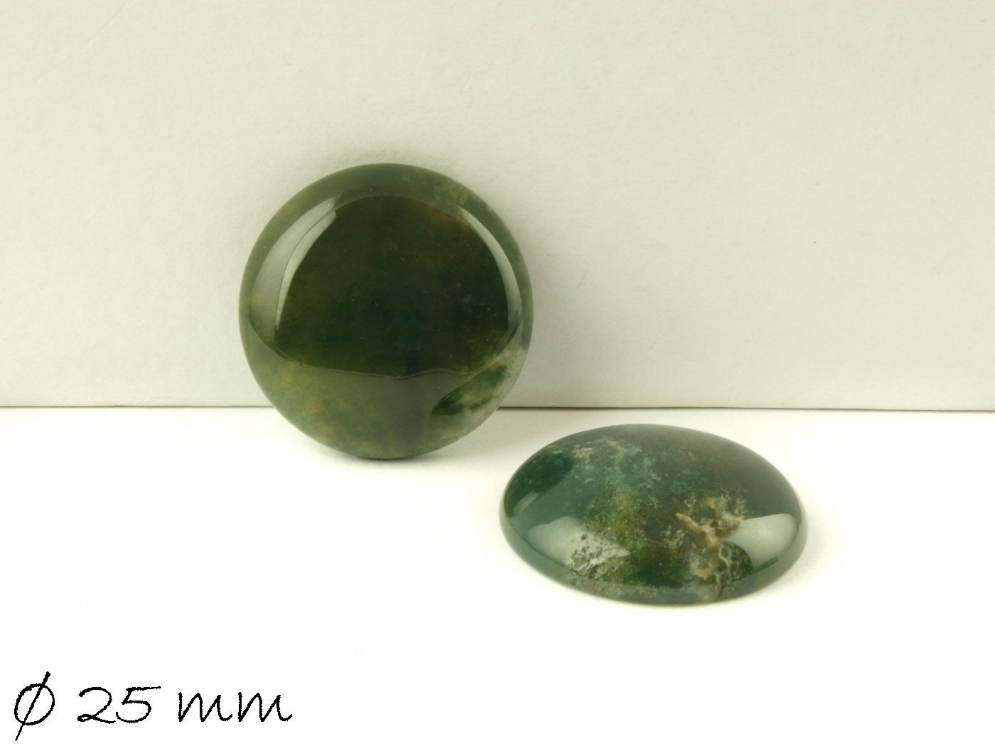 1 Stück Edelstein Cabochon, Moosachat, Ø 25 mm