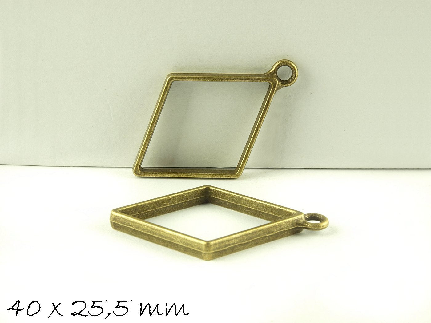 2 Stück Anhänger, Gussform für Ice Resin in bronze, Raute