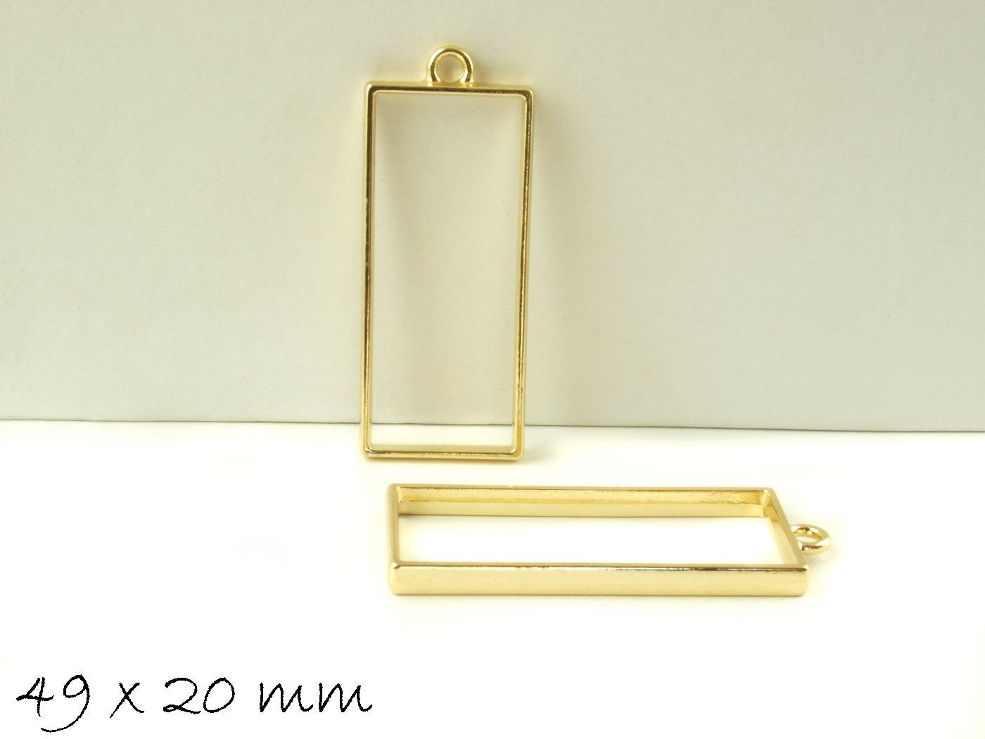 2 Stück Anhänger, Gussform für Ice Resin in gold, Rechteck