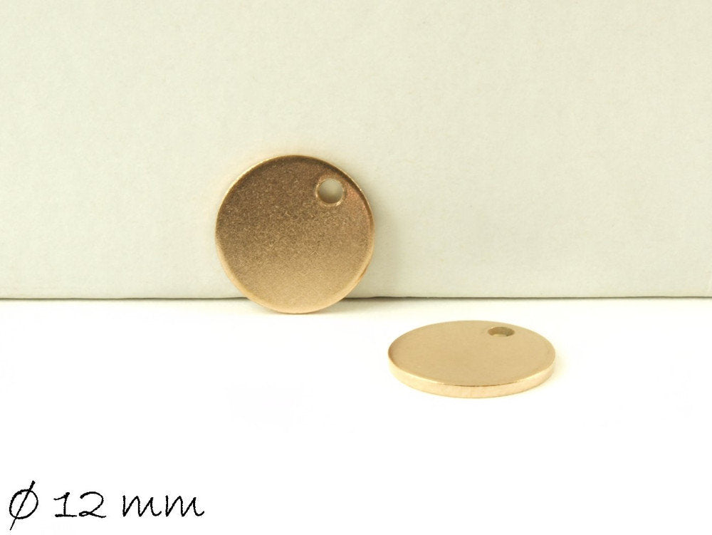 6 Anhänger Edelstahl Stempel Plättchen Ø 12 mm rosegold