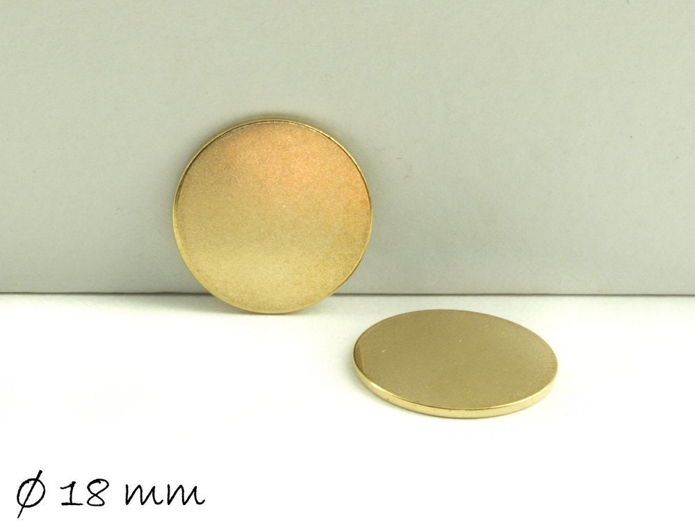 6 Stück runde Stempel Plättchen Ø 18 mm ungelocht, Messing