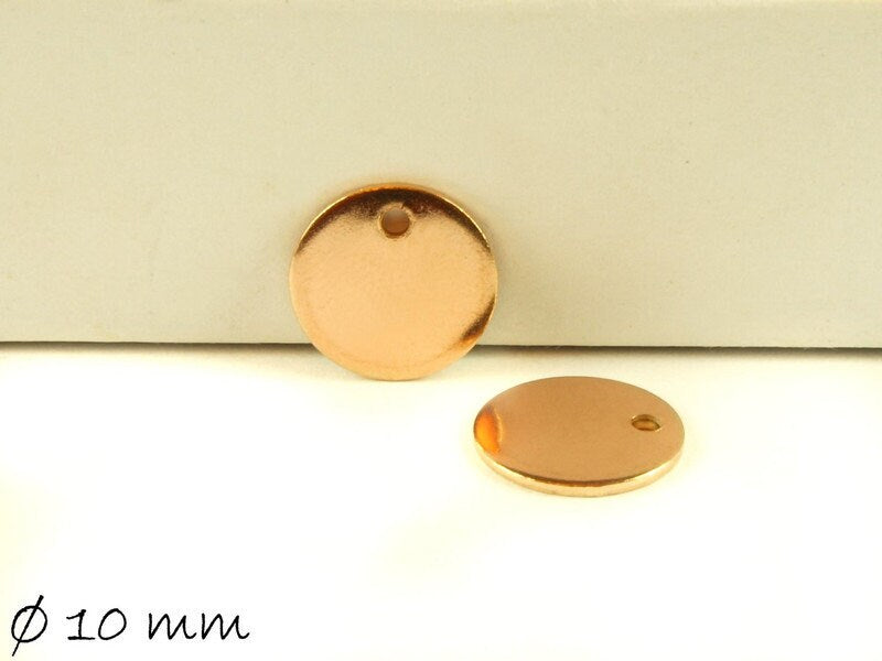6 Stück Anhänger Edelstahl Stempel Plättchen Ø 10 mm rosegold
