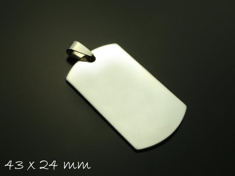 2 Stück Anhänger Stempel Plättchen Edelstahl Rechteck silbern 43 x 24 mm Dog Tag