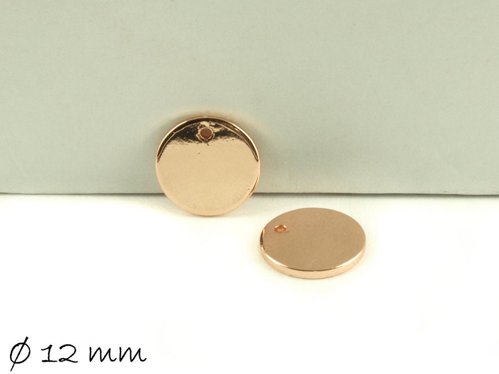 6 Stück Anhänger Stempel Plättchen rund rose gold Ø 12 mm