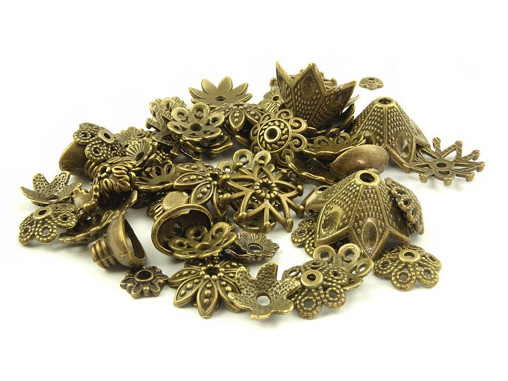 0,36EUR/g - 50 g Perlenkappen Mix, bronze ( ca. 100 Stück)