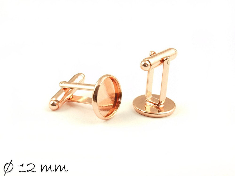 2 Stück Manschettenknöpfe mit Cabochonfassung rosegold Cabochon 12 mm