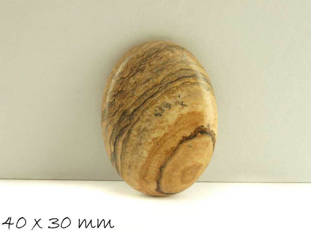 1 Stück Cabochon Picture Jasper 40 x 30 mm