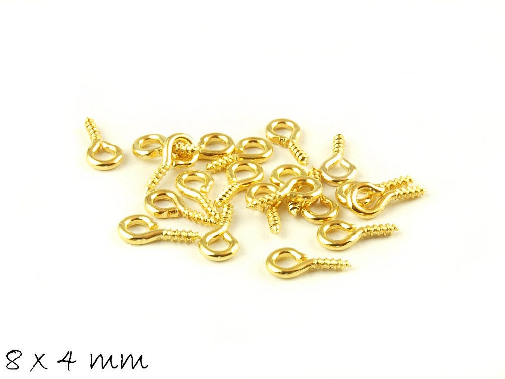 50 Stück Schraubösen in gold, 8 x 4 mm, Anhänger Schraube