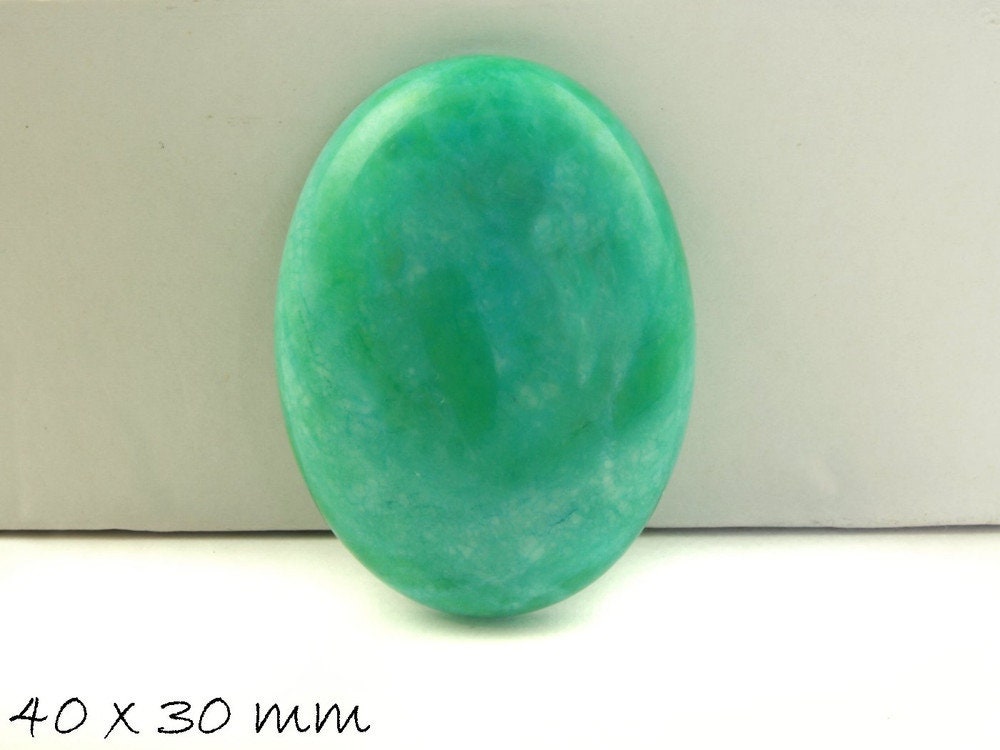 1 Stück Edelstein Cabochon, Jade, 40 x 30 mm, türkis