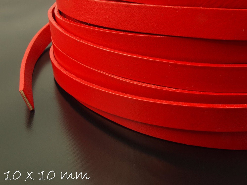1,15EUR/m - 2 m Lederband flach, rot, 10 x 2,5 mm