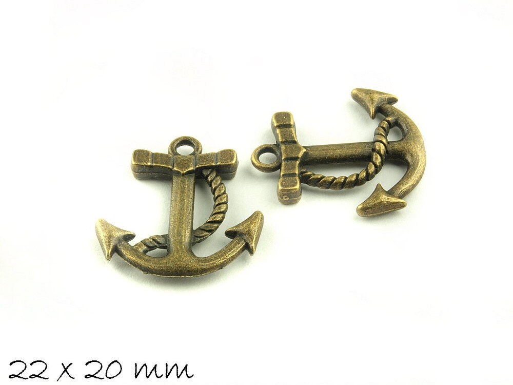 4 Stück Anhänger Anker bronze 22 x 20 mm
