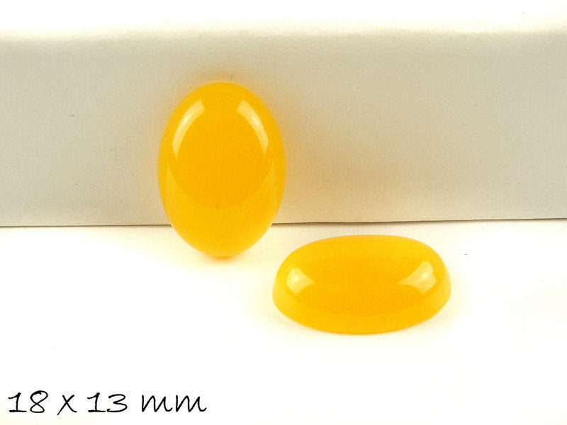 2 Stück Edelstein Cabochons, gelbe Jade, 18 x 13 mm