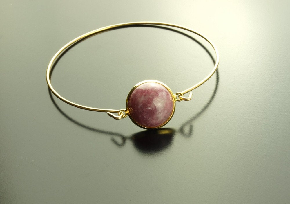 Armreif Rosenspat rosa Edelstein golden Armband