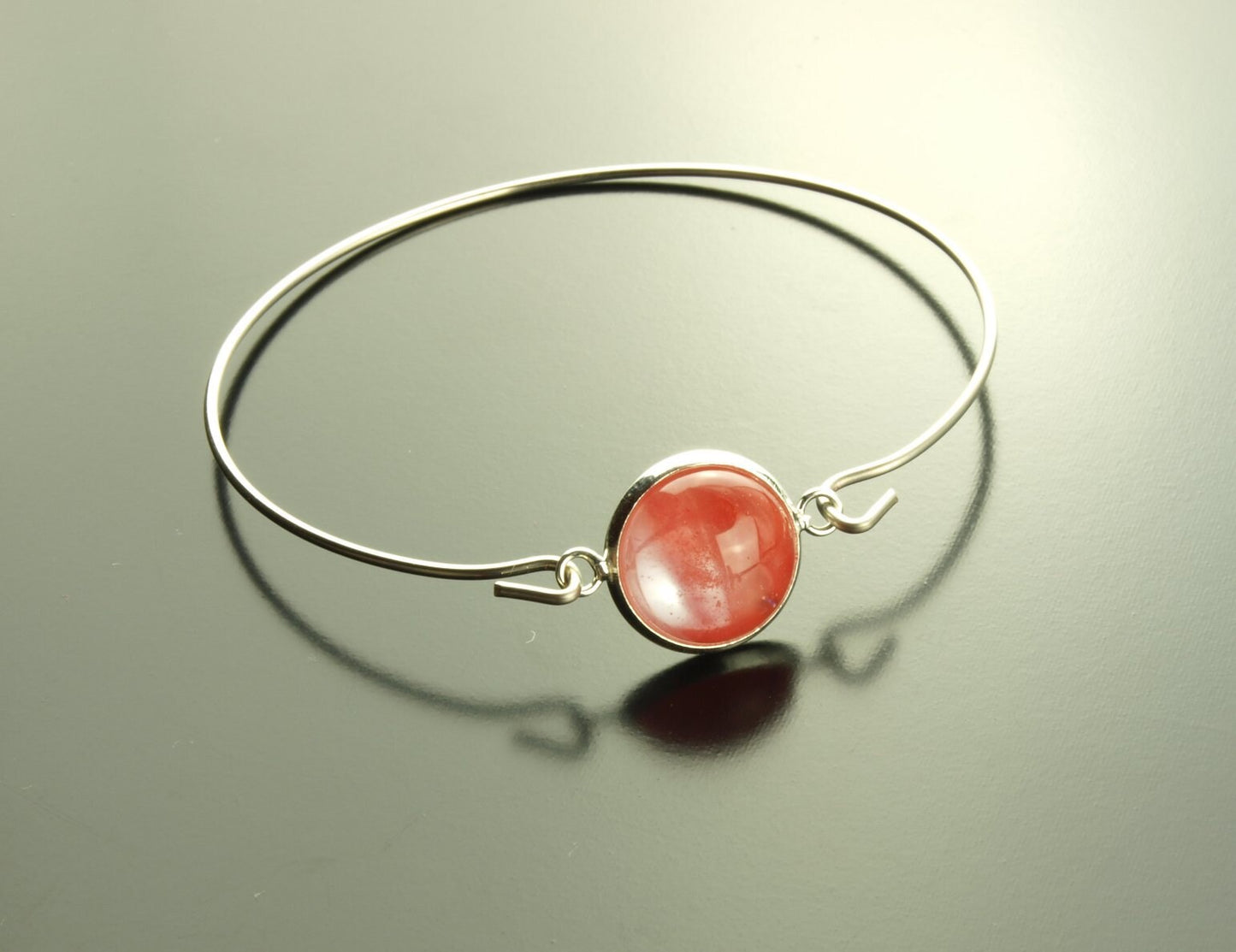 Armreif Kirschquarz rosa Edelstein silber Armband