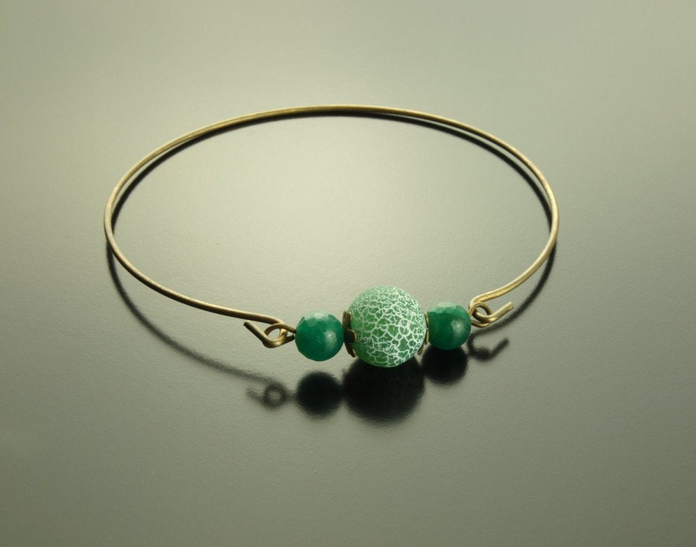 Armreif grüner Achat Edelstein bronze Armband