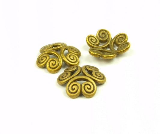 10 Stück Perlenkappen, keltisch bronze