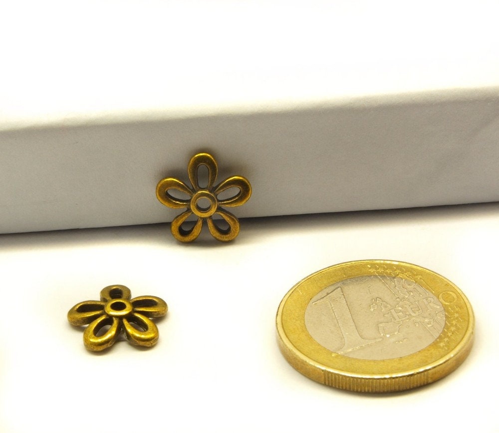 10 Stück Perlenkappen, Blüte bronze 11 mm