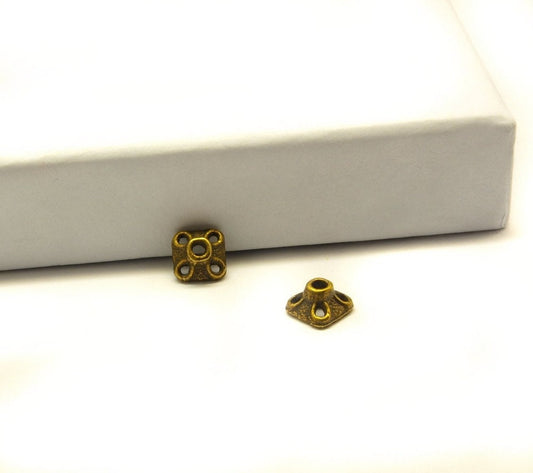 10 Stück Perlenkappen, viereckig bronze 6,5 x 6,5 mm
