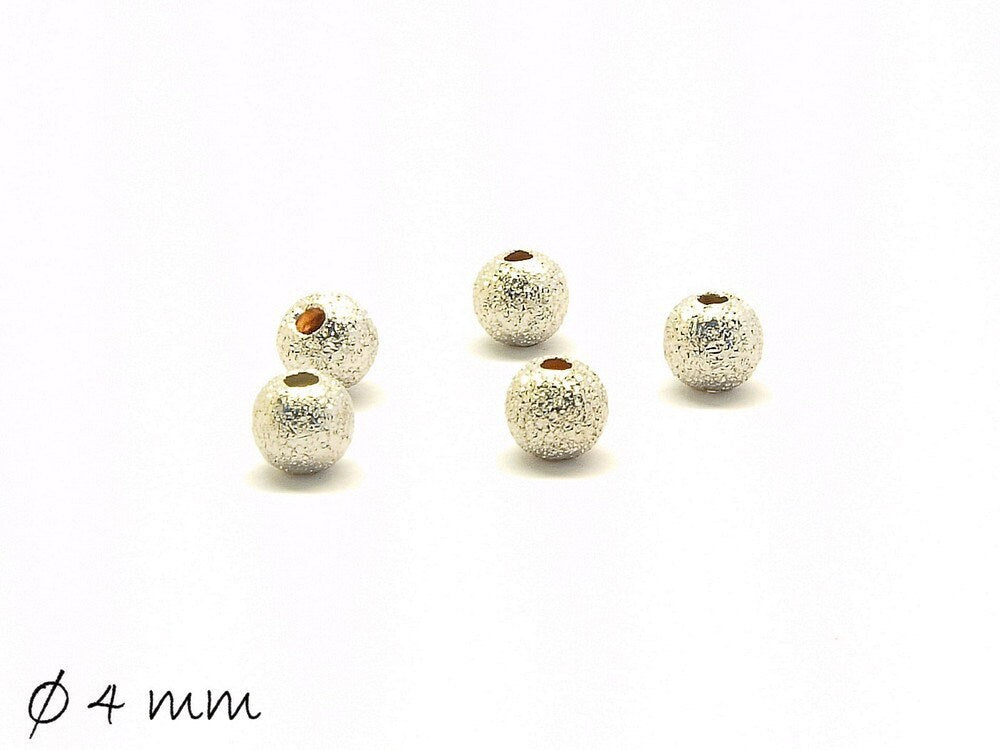 20 Stück Metallperlen (Stardust) in silber, 4 mm
