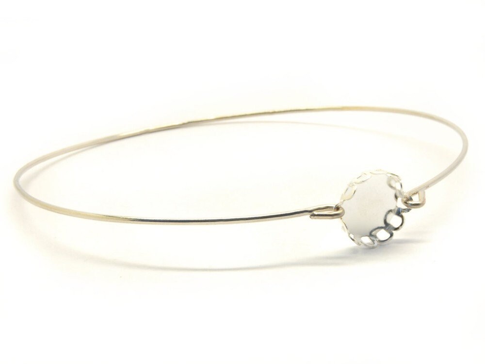 1 Stück Armreifrohlinge mit Cabochon Fassung 10 mm silber