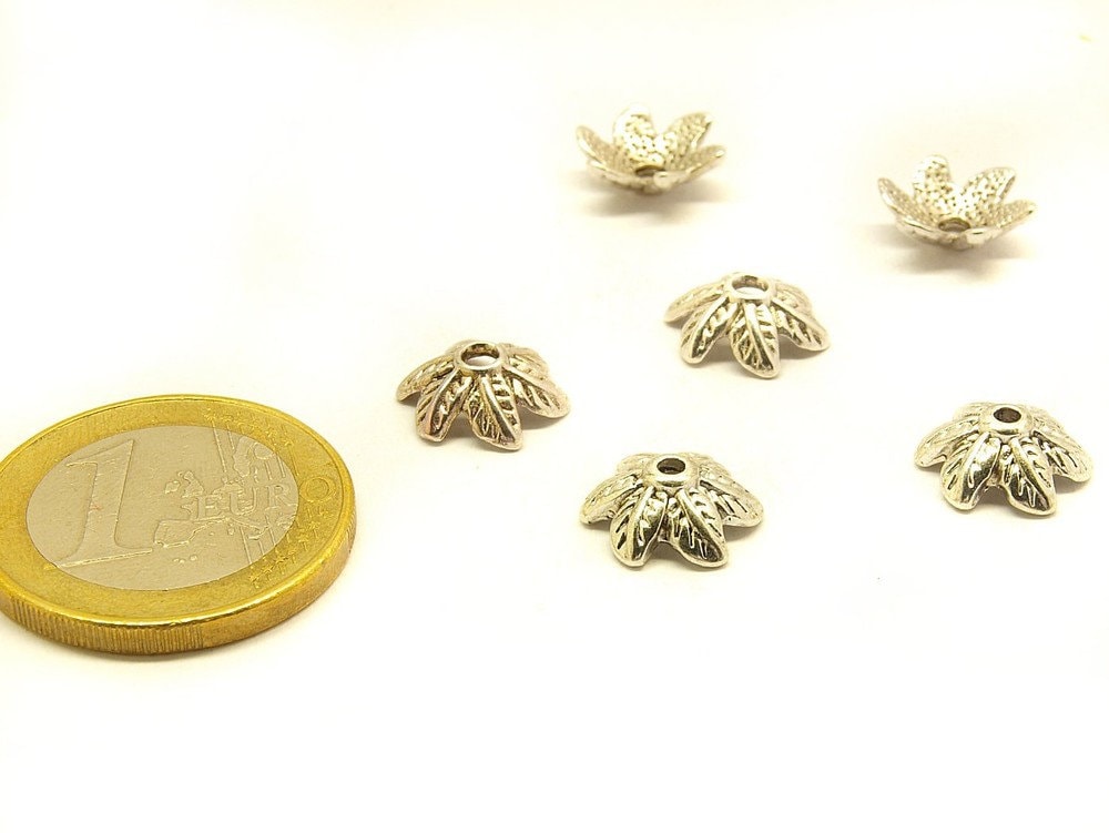 10 Stück Perlenkappen massiv in silber 10 mm