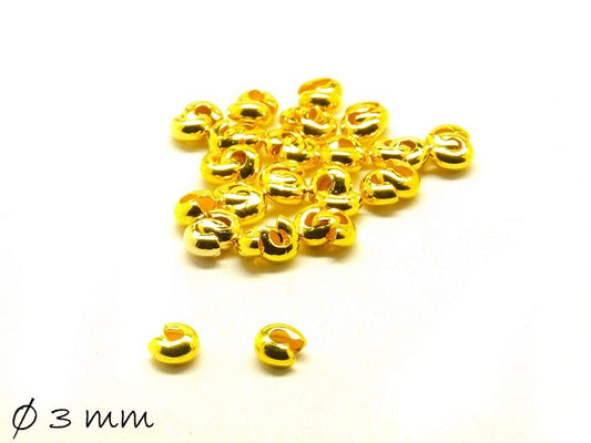 50 Stück Quetschperlen (Crimp), 3 mm, gold