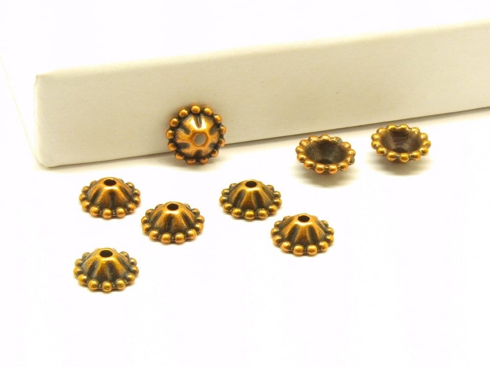 10 Stück Perlenkappe massiv Zahnrad kupfer Ø 8 mm