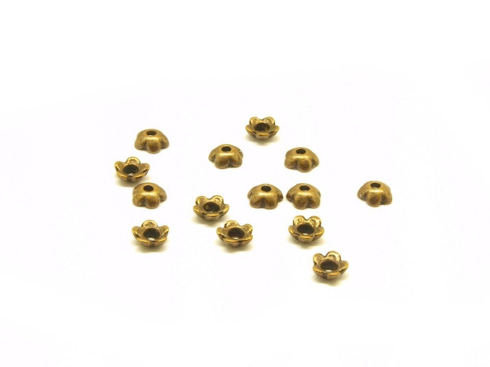 20 Stück Perlenkappe massiv Blüte kupfer Ø 3,5 mm
