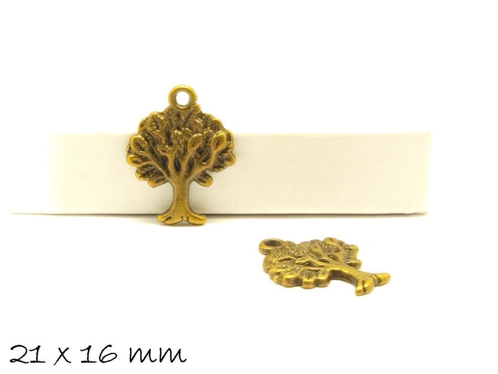 6 Stück Anhänger Bäume bronze vintage 21 x 16 mm