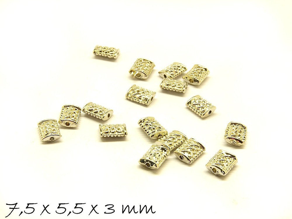 20 Stück Spacer Perlen 7,5 x 5,5 x 3 mm altsilber