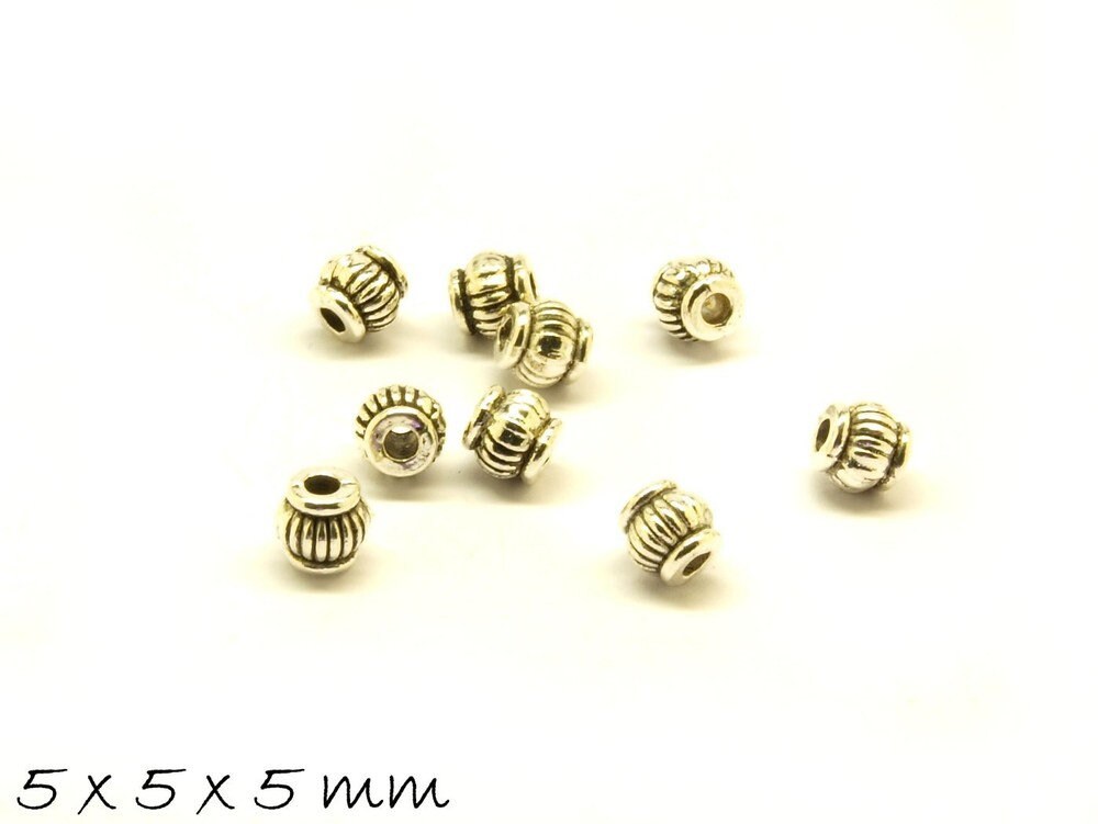 20 Stück Spacer Perlen Rondell 5 x 5 mm altsilber