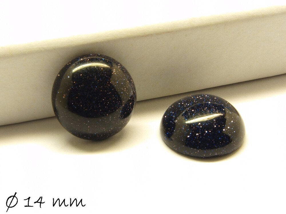 2 Stück Glascabochons, violetter Goldfluss, 14 mm