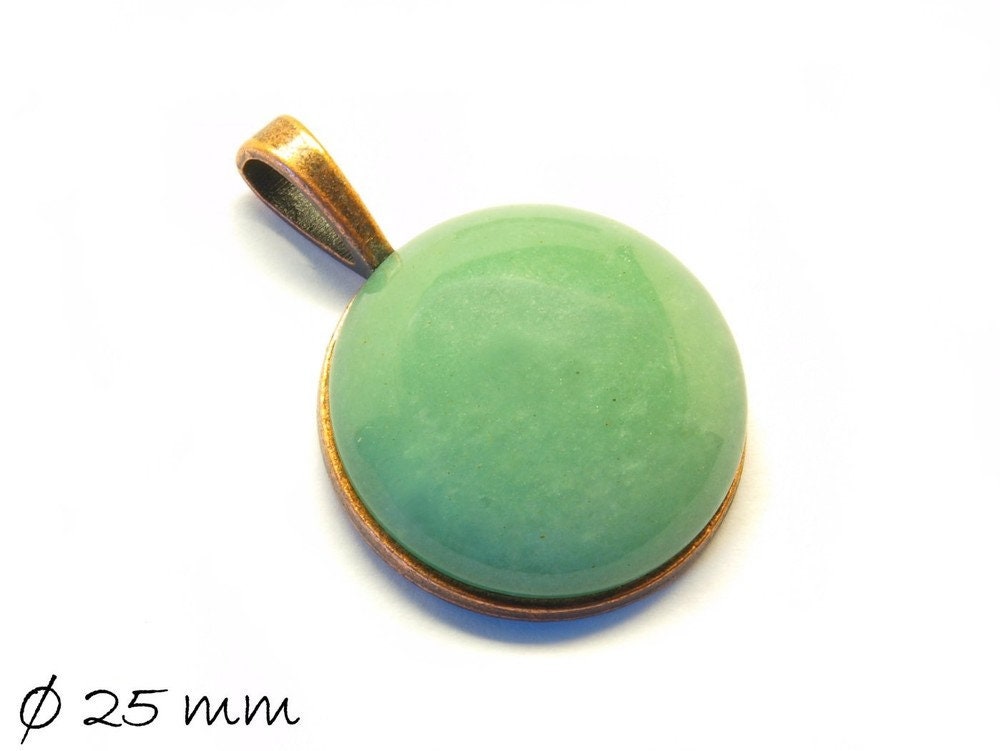 1 Stück Edelstein Cabochon Aventurin in Fassung geklebt 25 mm