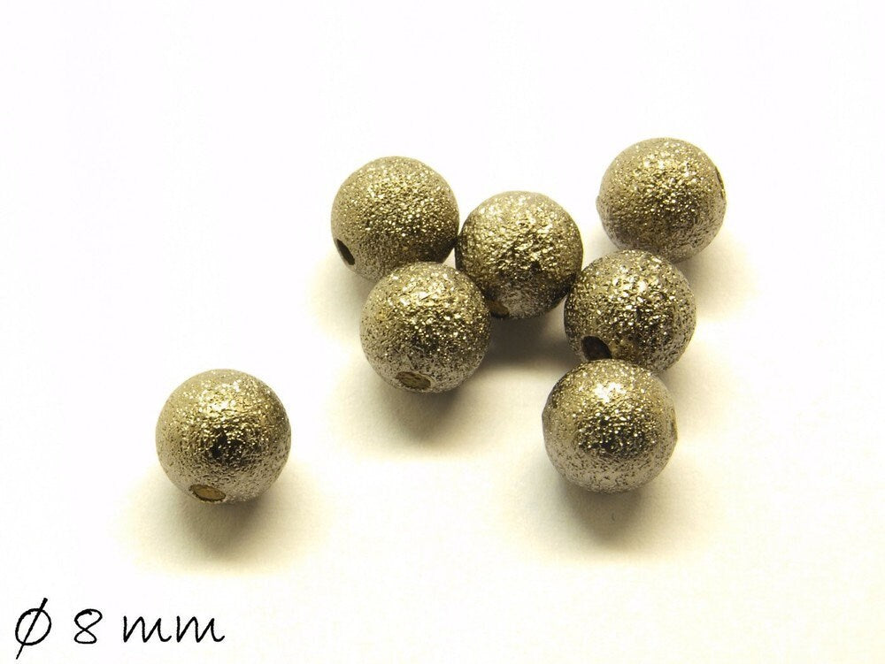 10 Stück Metallperlen (Stardust) in platin, 8 mm