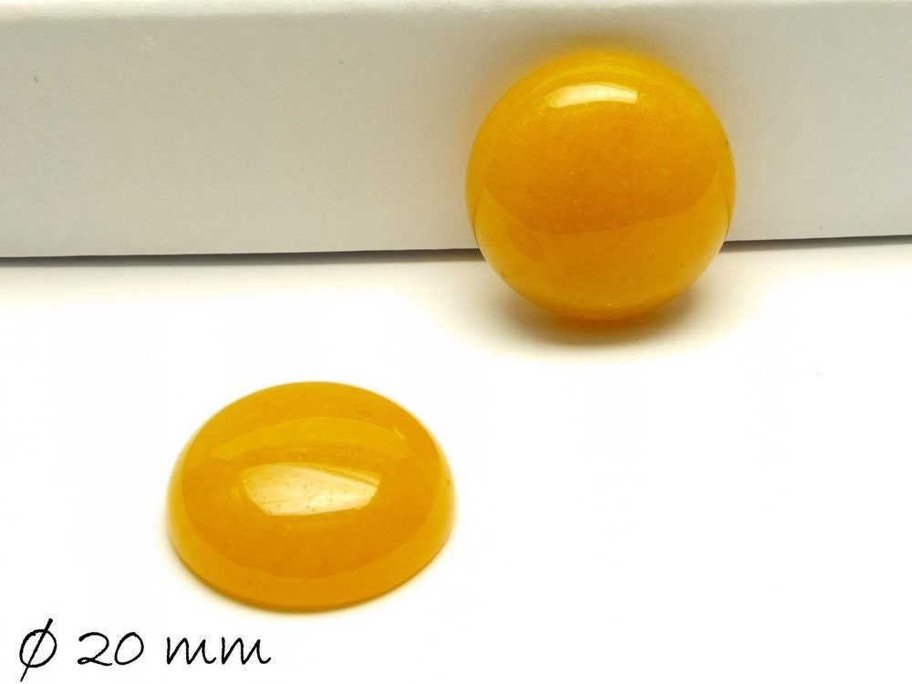 2 Stück Edelstein Cabochons, gelber Aventurin Quarz, 20 mm