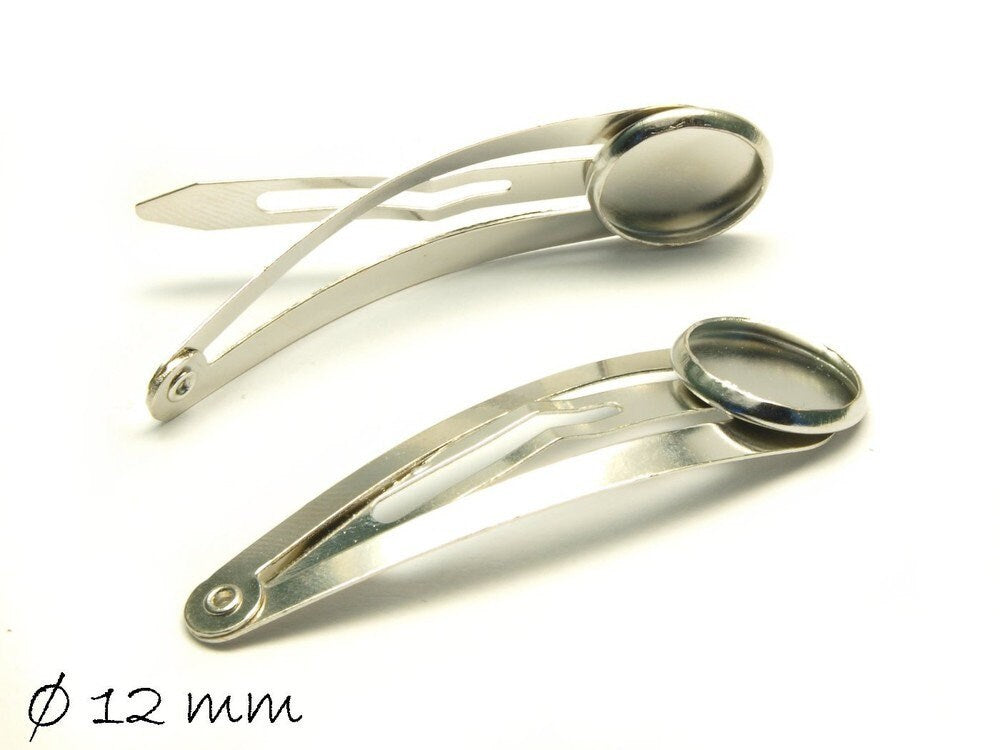 4 Stück Haarnadeln mit Cabochonfassung, platin, Ø 12 mm