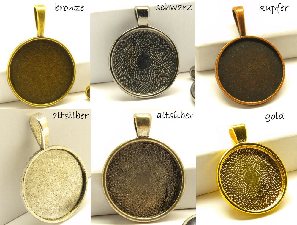 1 Stück Edelstein Cabochon Jasper in Fassung geklebt 25 mm